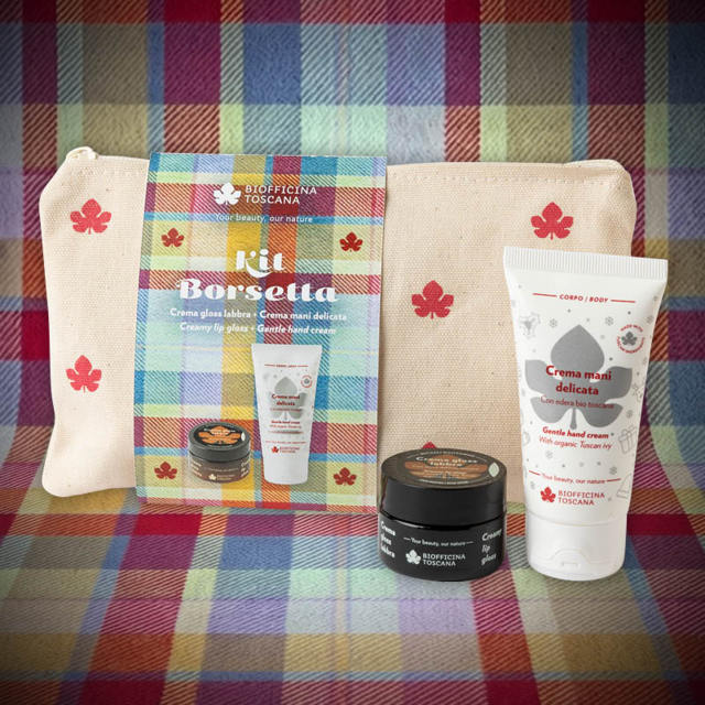 Kit Borsetta Crema Mani e Crema Labbra Gloss Biofficina Toscana