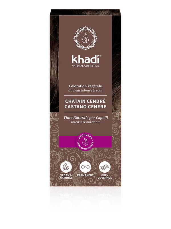Tinta Naturale per Capelli Castano Cenere Khadi