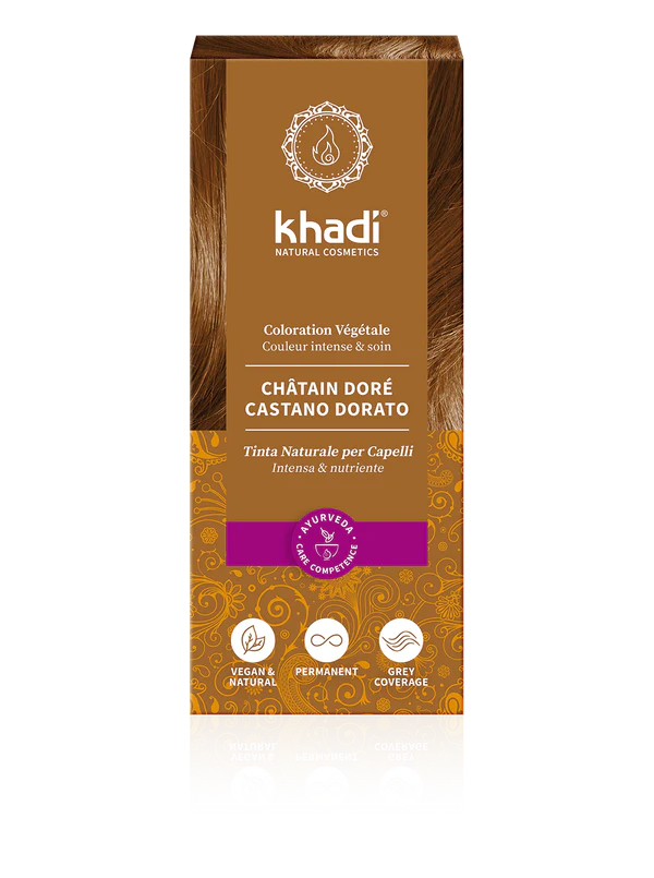 Tinta Naturale per Capelli Castano Dorato Khadi