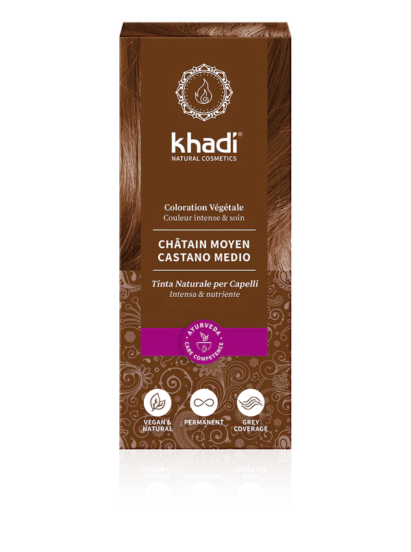 Tinta Naturale per Capelli Castano Medio Khadi