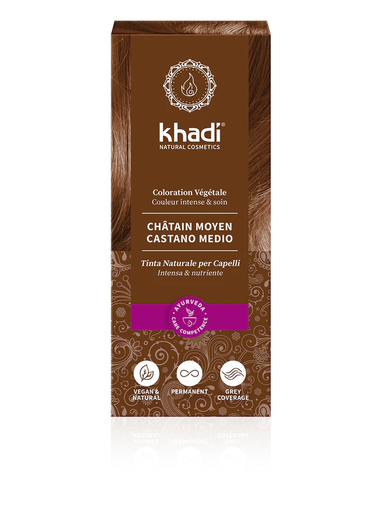 [4260378049711] Tinta Naturale per Capelli Castano Medio Khadi
