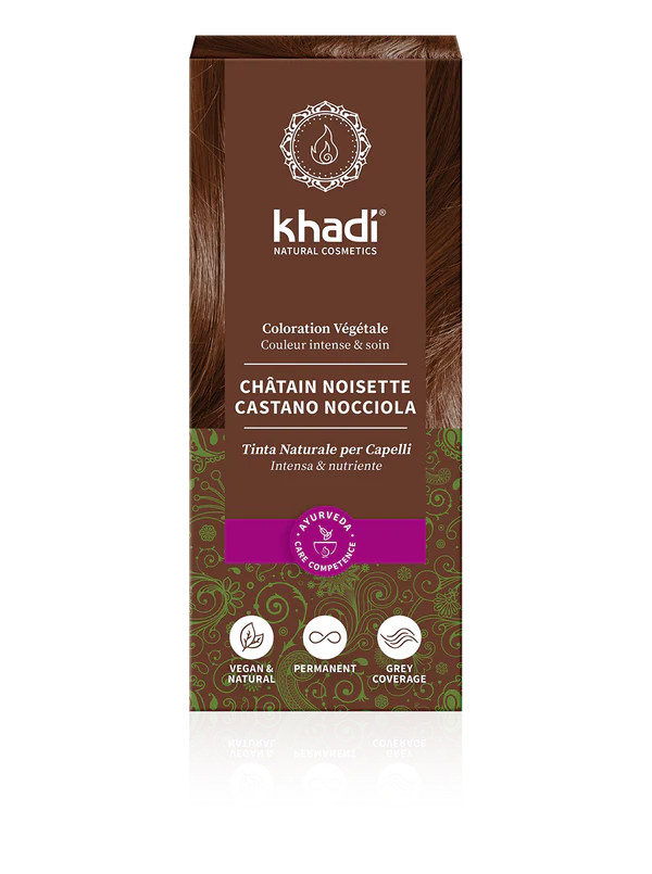 Tinta Naturale per Capelli Castano Nocciola Khadi