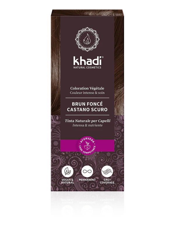 Tinta Naturale per Capelli Castano Scuro Khadi