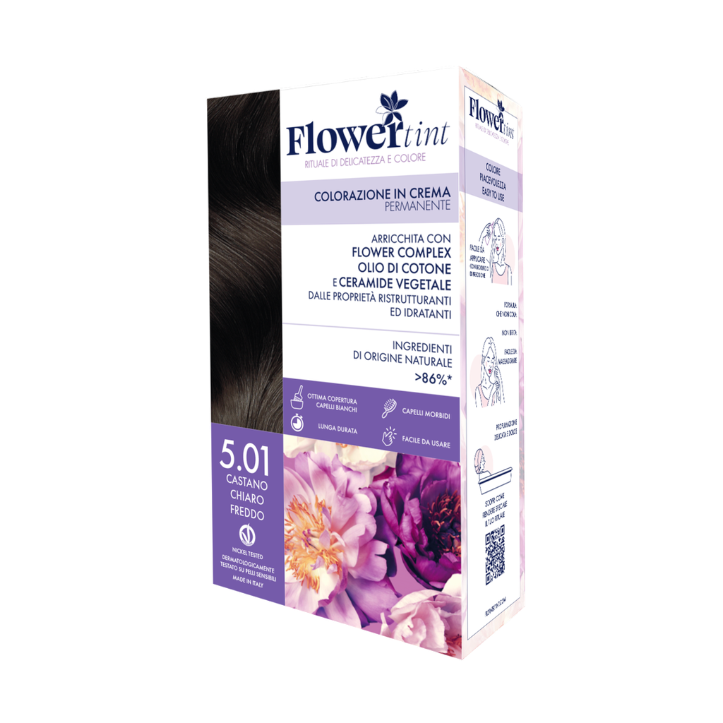 Tinta per Capelli Permanente FlowerTint 5.01 Castano Chiaro Freddo