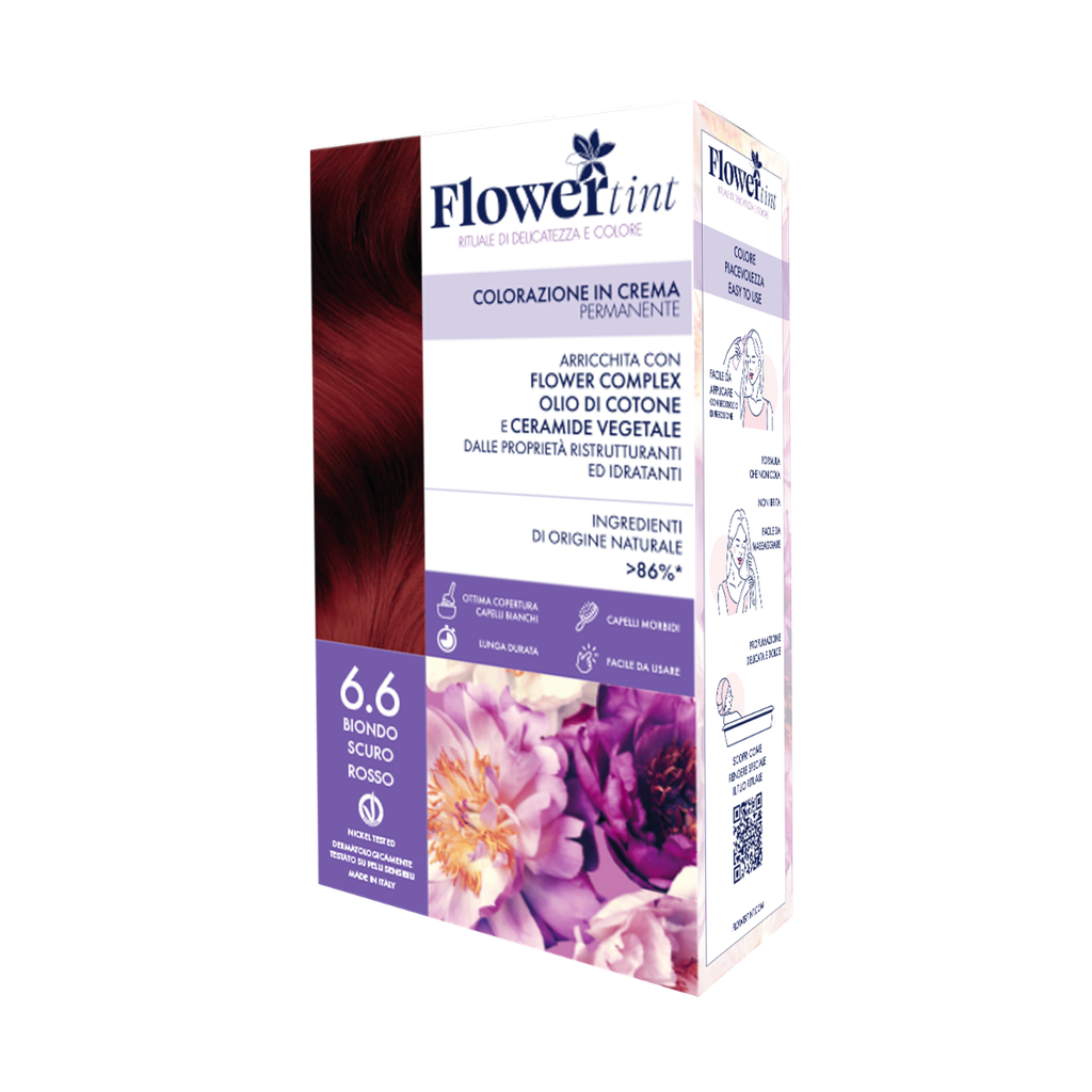 Tinta per Capelli Permanente FlowerTint 6.6 Biondo Scuro Rosso