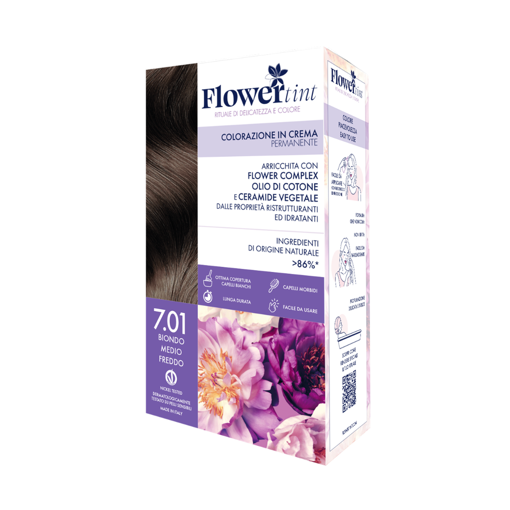 Tinta per Capelli Permanente FlowerTint 7.01 Biondo Medio Freddo