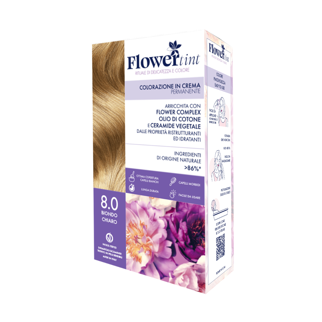 Tinta per Capelli Permanente FlowerTint 8.0 Biondo Chiaro