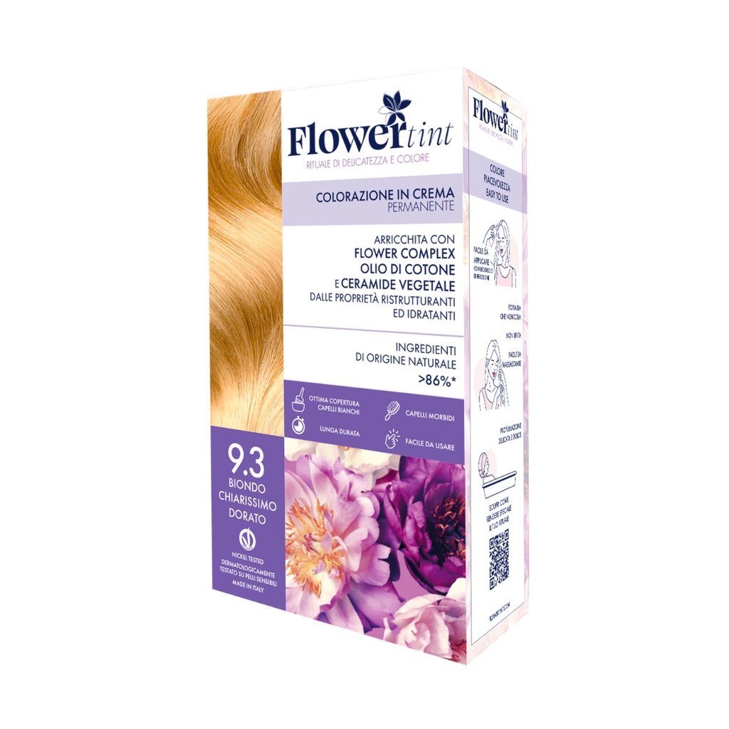 Tinta per Capelli Permanente FlowerTint 9.3 Biondo Chiaro Dorato
