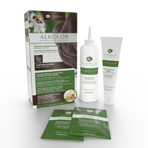 [8051414385360] Tinta per Capelli Permanente Alkolor Alkemilla (3.0 Castano Scuro)