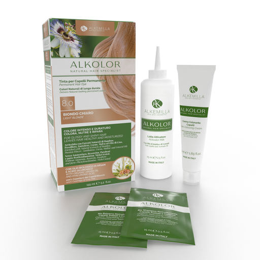 [8051414385414] Tinta per Capelli Permanente Alkolor Alkemilla (8.0 Biondo Chiaro)