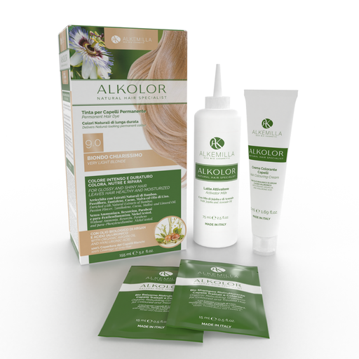 [8051414385421] Tinta per Capelli Permanente Alkolor Alkemilla (9.0 Biondo Chiarissimo)