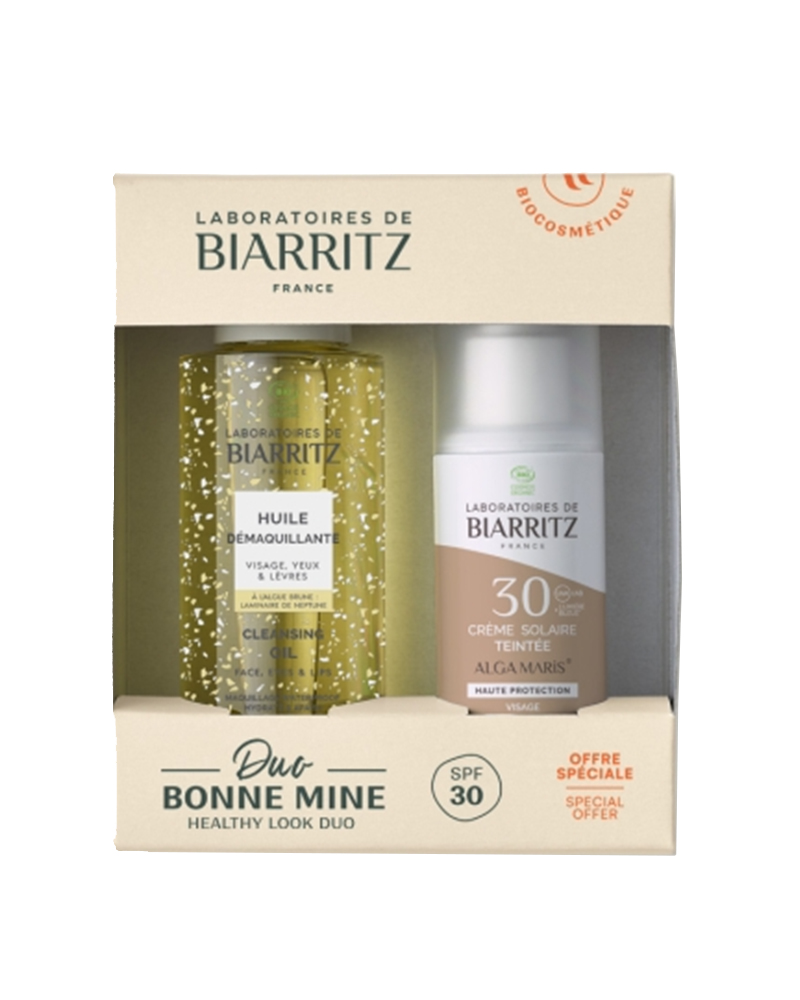 Set Crema Solare Colorata Viso Beige SPF30 e Olio Detergente Struccante Laboratoires de Biarritz