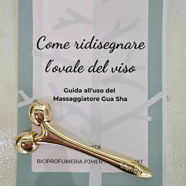 Massaggiatore in acciaio Gua Sha + guida all'uso