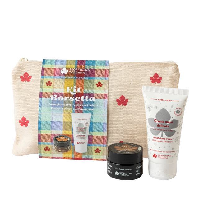 Kit Borsetta Crema Mani e Crema Labbra Gloss Biofficina Toscana