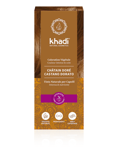 [4260378049704] Tinta Naturale per Capelli Castano Dorato Khadi