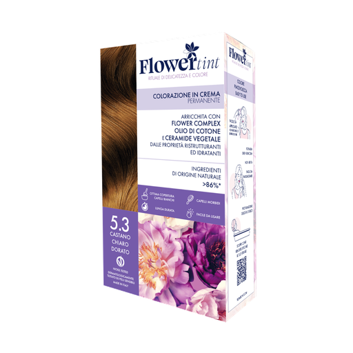 [8057206780146] Tinta per Capelli Permanente FlowerTint 5.3 Castano Chiaro Dorato